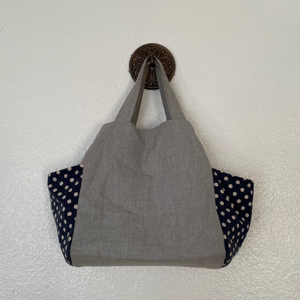 Little Bird Grey‎ Polka Dot Floral Canvas Tote Bag Mixed Pattern Handbag